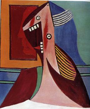 巴勃羅 畢加索 有自畫像的女人頭像
